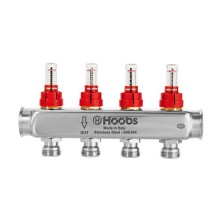 Коллектор Hoobs, нерж. сталь, с расходомерами 1"х3/4"-4 вых
