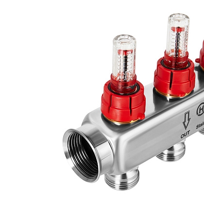 Коллектор Hoobs, нерж. сталь, с расходомерами 1х3/4-4 вых  