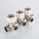 Коллектор Valtec Коллектор с регул. вентилями, 3/4х2 вых. 1/2 нар. (на подающий трубопровод)  