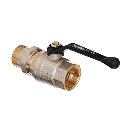 Кран шаровой Hoobs ORION с американкой НР/ВР 3/4'' алюминиевая ручка-рычаг чёрного цвета  