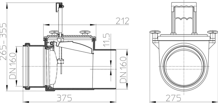 HL 715 Канализационный затвор DN160  