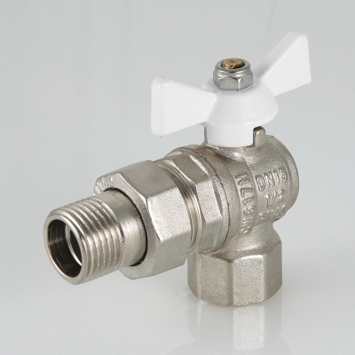 Valtec Кран шар. BASE угловой с полусгоном 3/4 вн.-нар. белая рукоятка