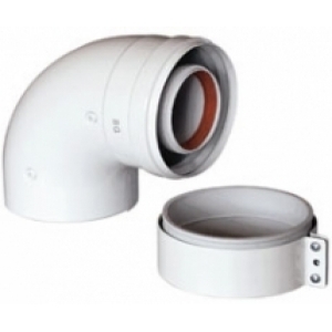 Baxi Отвод 45° алюминиевый эмалированный, диам. 80 мм  