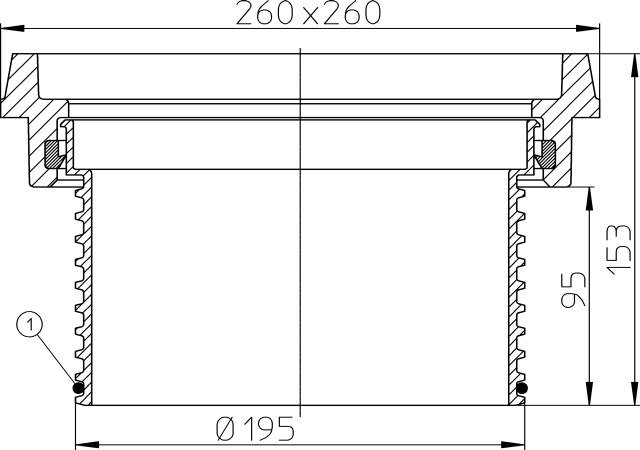 HL 608.1 Надставной элемент с подрамником 260х260 мм  