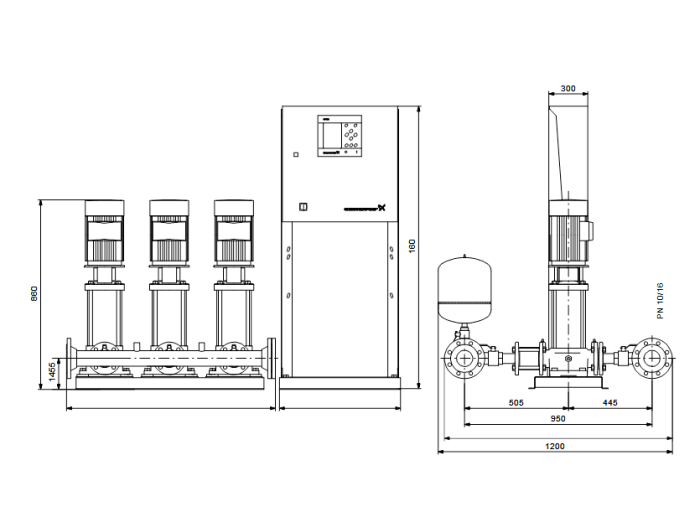 Насос для повышения давления Grundfos HYDRO MPC-F 3CR15-3  