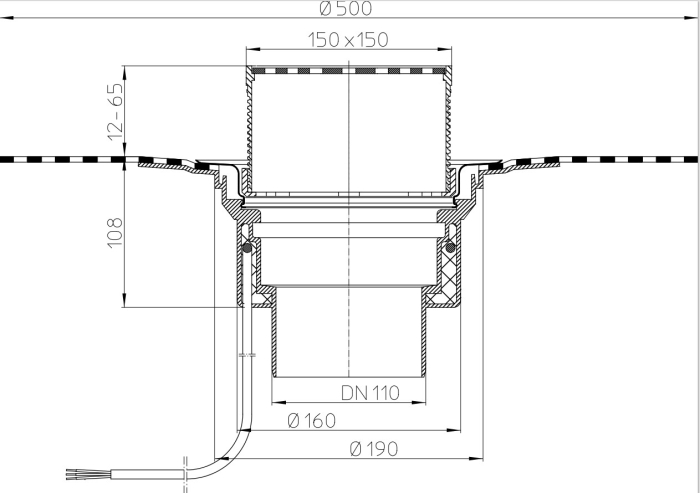 HL 62.1BH/1 Кровельная воронка с электроподогревом, DN110  