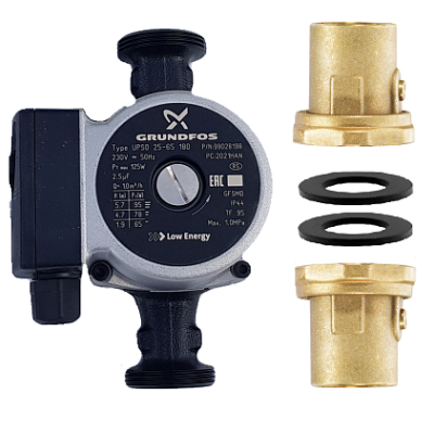 Комплект подключения Hoobs 1 с насосом Grundfos UPSO 25-65 180 и шаровыми кранами (2 шт.)