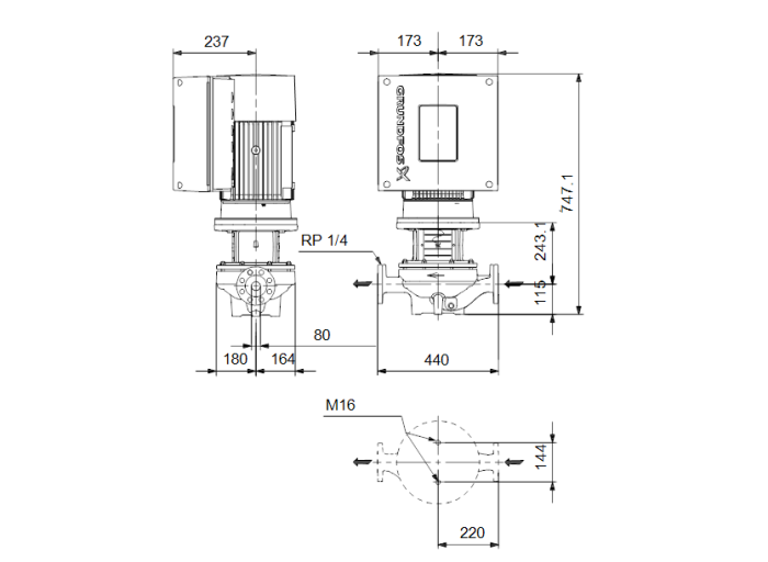 Поверхностный насос Grundfos TPE 80-250/2-S-A-F-A-BAQE 3X400 50HZ  