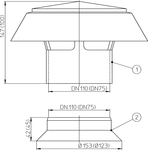 HL 807 Набор с вытяжным зонтом DN 75