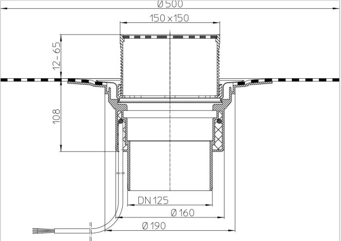 HL 62.1BH/2 Кровельная воронка с электроподогревом DN125