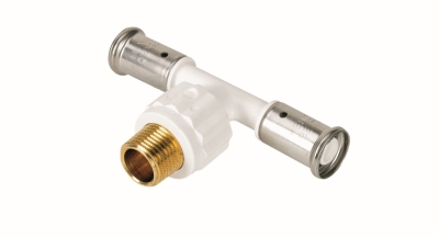 Henco Тройник НР, ПВДФ пресс (белый), 32x3/4x32