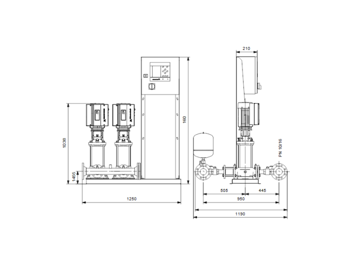 Насос для повышения давления Grundfos HYDRO MPC-S 2 CR 20-5  