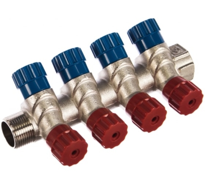 Valtec VTc.560.NG.0504 Коллектор с регул. вентилями, 3/4&quot;х4 вых. 1/2&quot; нар