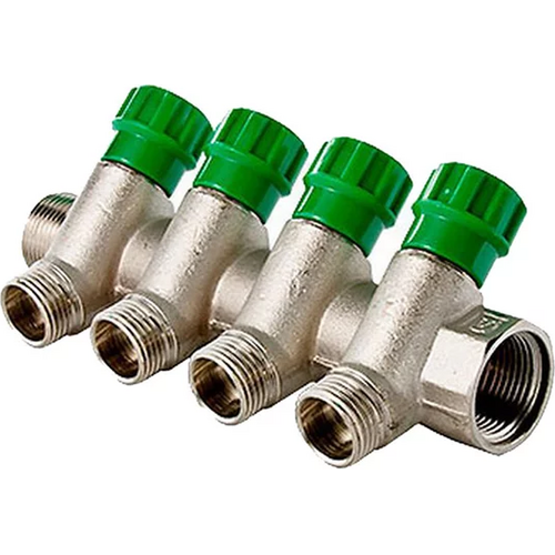 Valtec VTc.560.NG.0504 Коллектор с регул. вентилями, 3/4х4 вых. 1/2 нар  