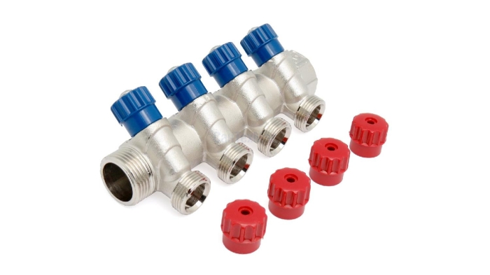 Valtec VTc.560.NG.0504 Коллектор с регул. вентилями, 3/4х4 вых. 1/2 нар  