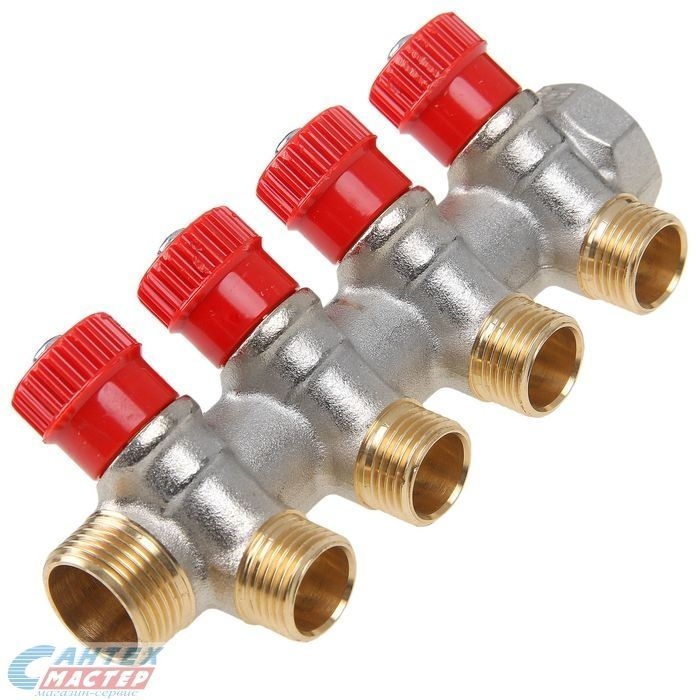 Valtec VTc.560.NG.0504 Коллектор с регул. вентилями, 3/4х4 вых. 1/2 нар  