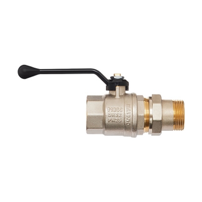 Кран шаровой Hoobs ORION с американкой НР/ВР 1/2&#039;&#039; алюминиевая ручка-рычаг чёрного цвета