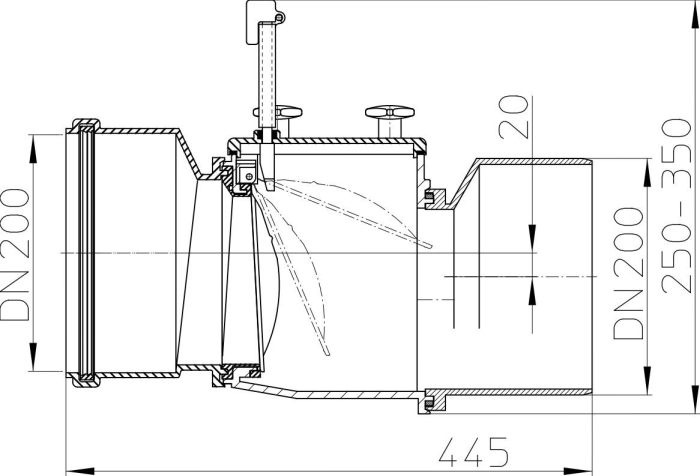 HL 720 Механический канализационный затвор, DN200  