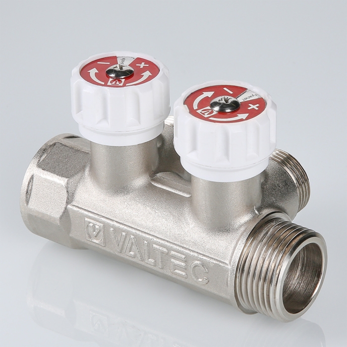 Valtec VTc.570.NE.0602 Коллектор с регул. вентилями, 1х2 вых. Евроконус 3/4  