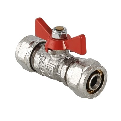 Valtec Кран шар. под обжим, рукоятка бабочка 16