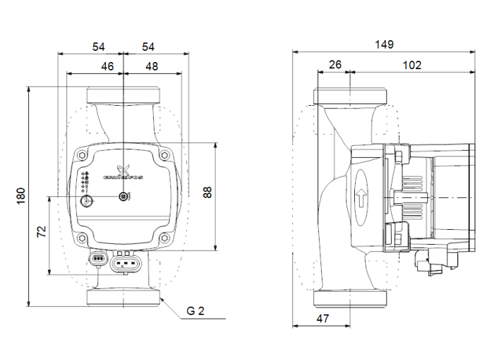 Циркуляционный насос Grundfos ALPHA1 L 32-60 180  