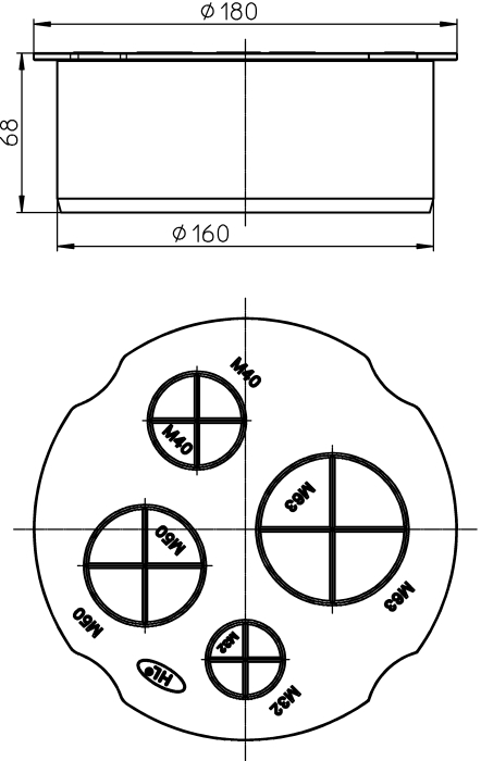 HL 801 Монтажный эл-нт для ввода труб в здание диам. 8 - 52 мм.