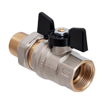 Кран шаровой Hoobs ORION с американкой НР/ВР 1&#039;&#039; ручка-бабочка чёрного цвета