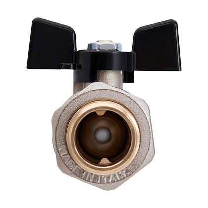 Кран шаровой Hoobs ORION с американкой НР/ВР 1'' ручка-бабочка чёрного цвета  