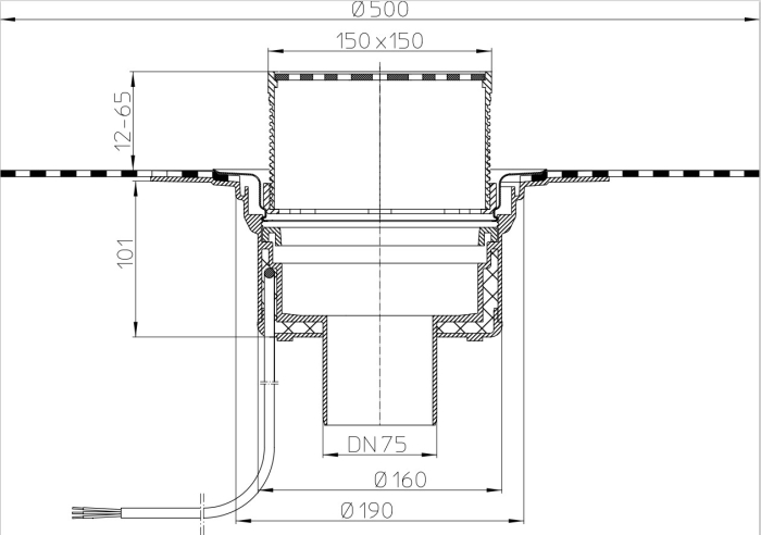 HL 62.1BH/7 Кровельная воронка с электроподогревом DN 75  