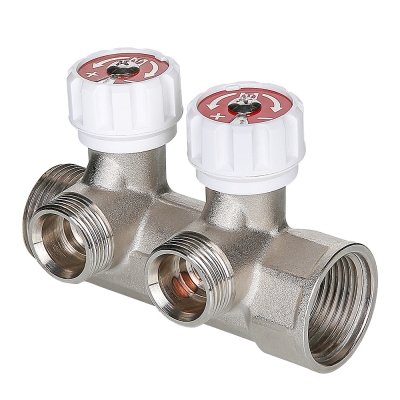 Valtec VTc.570.NE.0603 Коллектор с регул. вентилями, 1&quot;х3 вых. Евроконус 3/4&quot;