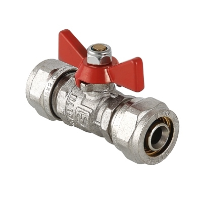 Valtec Кран шар. под обжим, рукоятка бабочка 16х1/2 вн.