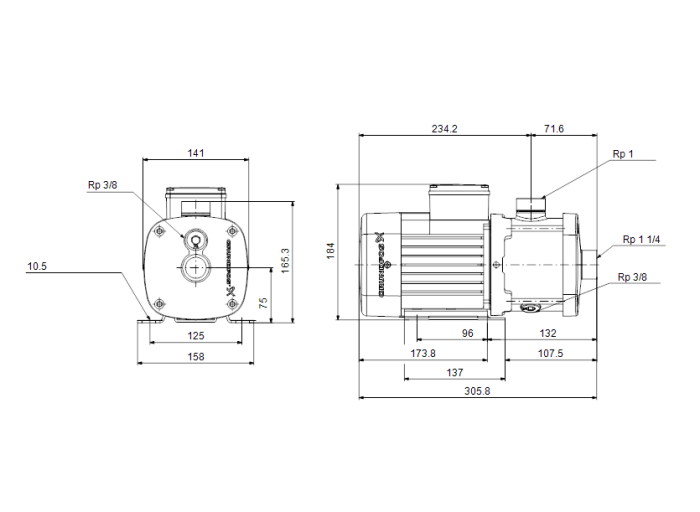 Циркуляционный насос Grundfos CM 5-2 A-R-I-E-AQQE F-A-A-N  