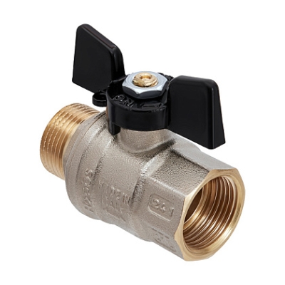 Кран шаровой Hoobs ORION НР/ВР 3/4&#039;&#039; ручка-бабочка чёрного цвета