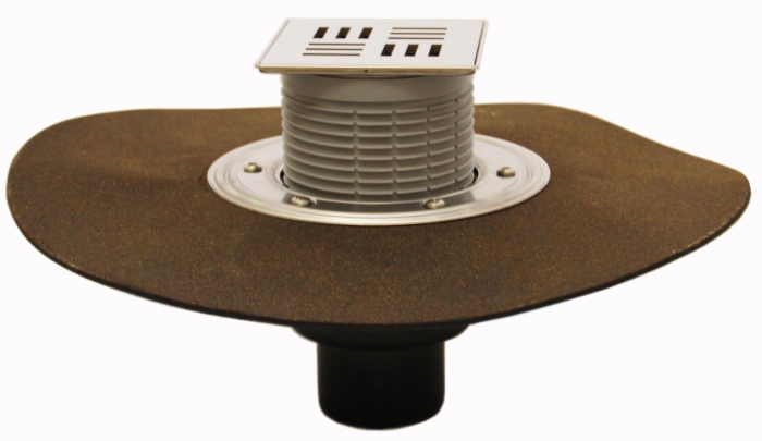 HL 310NH-3124 Трап с решеткой HL3124 (КЛИК-КЛАК), с полимербитумным полотном ?420 мм,  с вертикальным выпуском DN50/75/110  