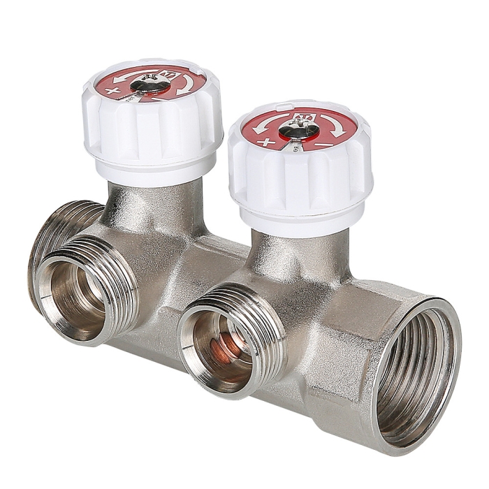 Valtec VTc.570.NE.0604 Коллектор с регул. вентилями, 1"х4 вых. Евроконус 3/4"  