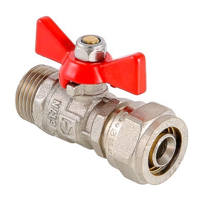 Valtec Кран шар. под обжим, рукоятка бабочка 16х1/2 нар.