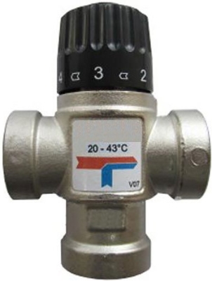 Stout Термост. см. к. для систем от. и ГВС. G 1” НР 20-43°С KV 2,5 м3/ч