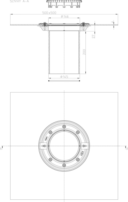 HL 8500H Надставной элемент с полимербитумным полотном для трапов серий HL 3100 - HL 5100