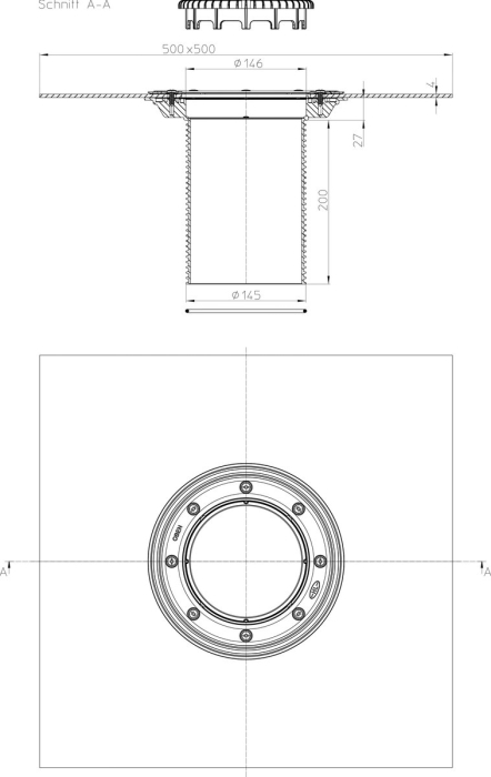 HL 8500H Надставной элемент с полимербитумным полотном для трапов серий HL 3100 - HL 5100