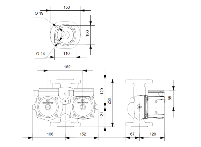   Циркуляционный насос Grundfos UPSD 40-50 F 250  