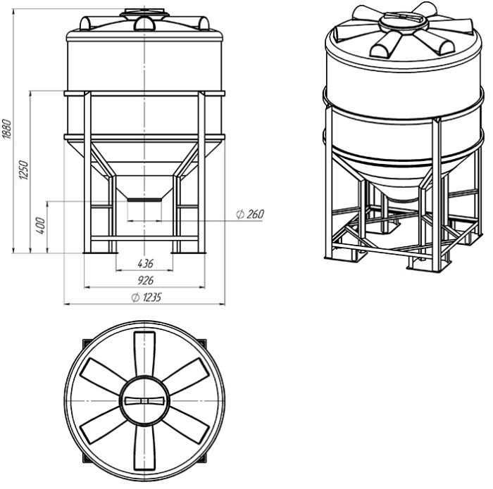 Ёмкость спецназначения Экопром ФМ 1000л в обрешетке  