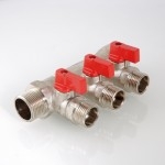 Коллектор Valtec Коллектор с отсекающими кранами, 1х2 вых. 1/2 нар.  