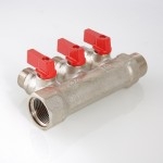 Коллектор Valtec Коллектор с отсекающими кранами, 1"х2 вых. 1/2" нар.  