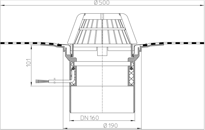 HL 62.1H/5 Кровельная воронка с электроподогревом DN160