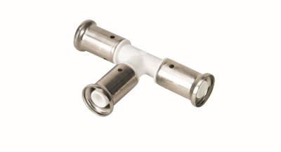 Henco Тройник равнопроходный, ПВДФ пресс (белый), 20x20x20