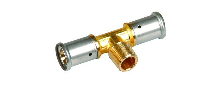 Henco Тройник НР, латунь пресс, 32x3/4x32  