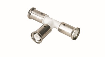 Henco Тройник равнопроходный, ПВДФ пресс (белый), 26x26x26