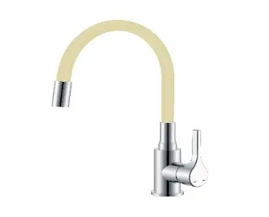 Смеситель для кухни WasserZimmer корпус хром излив беживый ZM-7781-2-758