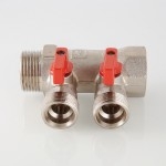Коллектор Valtec Коллектор с отсекающими кранами, 1х2 вых. Евроконус 3/4  
