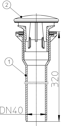 HL 513/S Соединительный патрубок для душевого поддона с крышкой из нержавеющей стали